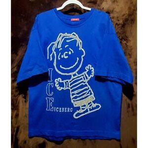 Rare Iceberg Peanuts Linus Glitter Tshirt Blue White 3X